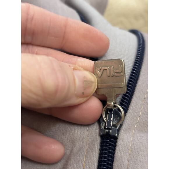 VTG Fila Zip Jacket Purple-Grey & Black W/White Piping Size 46 Elastic Waist. - Picture 8 of 11